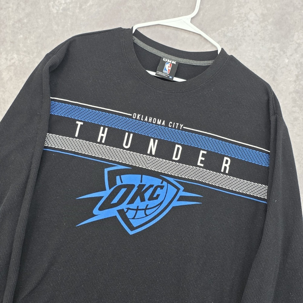 Oklahoma City Thunder Shirt Waffle Knit Long Sleeve Thermal Mens XL Black UNK